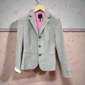 The Limited 3 Button Blazer in Gray w/Pinstripe Cuffs & Colorful Lining Size 8